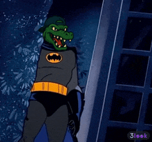 a cartoon of a crocodile dressed as batman with a 3look logo in the corner