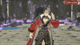 a video game character is standing in front of a sign that says # ruzo3d
