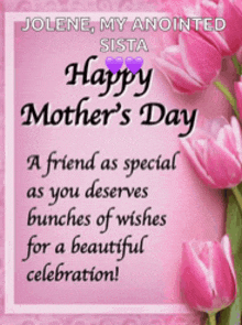 a mother 's day greeting card with pink flowers