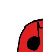 a drawing of a red circle with a black note on it