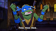 a teenage mutant ninja turtle is saying think think think