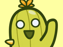 a cartoon drawing of a cactus with a flower on its head
