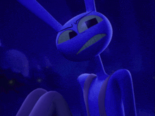 a blue cartoon character with a bunny head and ears
