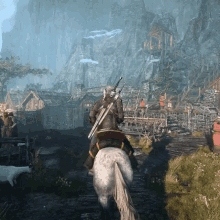 Horse Riding In Town Geralt Of Rivia GIF