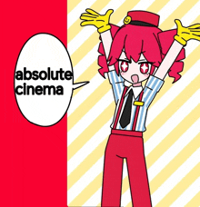 a cartoon of a girl with the words absolute cinema on the bottom