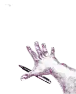 a drawing of a hand holding a pen on a white background