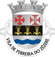 a coat of arms for vila de ferreira do zezere with a cross on it
