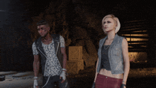 a man and a woman are standing next to each other