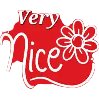 a red and white sign that says very nice