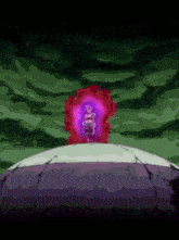 a purple sphere with a purple light coming out of it in the middle