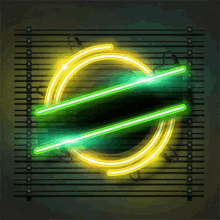 a glowing neon sign with a green stripe in the middle