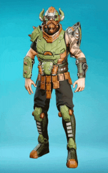 a video game character with horns and a mask