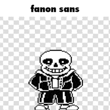 a pixel art drawing of sans with a fan on top of his head