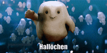 a cartoon character with the word hallochen written on it