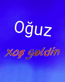 a blue background with the word oğuz in white letters