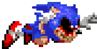 a pixel art of sonic the hedgehog with a sword