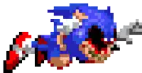a pixel art of sonic the hedgehog with a sword