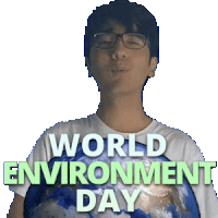 a man holding a globe with the words world environment day written on it