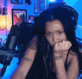 a woman with a tattoo on her arm that says ' i love you ' on it