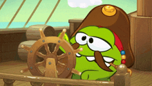 Operating The Helm Om Nom GIF - Operating The Helm Om Nom Cut The Rope GIFs