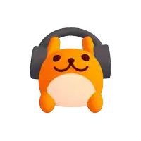 a cartoon cat wearing headphones with a smile on its face