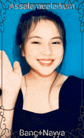 a picture of a girl with the words assalamualaikum bang + nayya