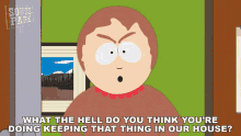 What The Hell Do You Think Youre Doing Keeping That Thing In Our House Sharon Marsh GIF - What The Hell Do You Think Youre Doing Keeping That Thing In Our House Sharon Marsh South Park GIFs