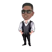a caricature of a man wearing sunglasses and a suit