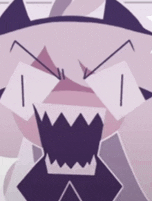 a close up of a cartoon character with a very angry face and teeth .