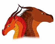 a drawing of two dragons standing next to each other on a white background .