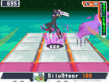 a video game screen shows a character with a sword and the number 660