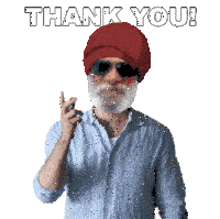 a man with a beard wearing a red beanie and sunglasses says thank you