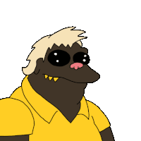 a cartoon character is wearing a yellow shirt
