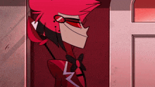 a cartoon character with red hair and a bow tie