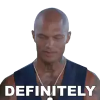 a man with his eyes closed has the word definitely written on a white background