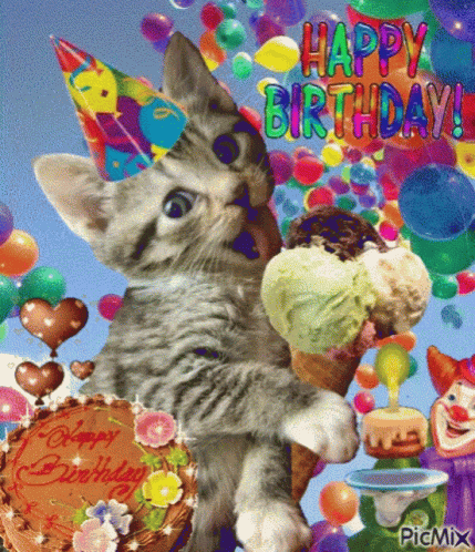 Happy Birthday Cat GIF - Happy Birthday Cat Kitten - Discover ...