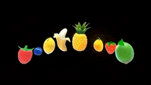 a bunch of different fruits are lined up in a row