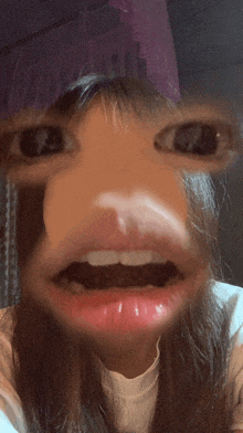 a close up of a woman 's face with a beard