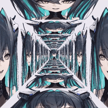 a drawing of a girl with long black hair and a skull on her head