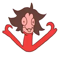 a cartoon drawing of a person with a red s on their arm