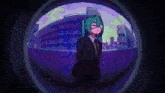 a cartoon of a girl in a suit with a bandage on her eye