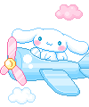 a pixel art illustration of a bunny rabbit flying in a plane .