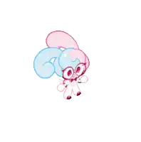 a pixel art of a purple and blue swirl on a white background .
