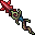 a pixel art drawing of a red object with a swirl on it on a white background .