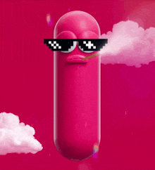 a pink cartoon character wearing sunglasses and smoking a cigarette says bullish