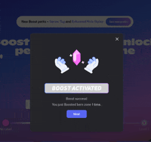 a screenshot of a boost activated screen