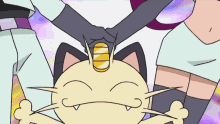 a cartoon cat with a coin on its head is surrounded by people