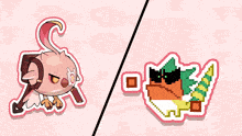 a sticker of a bird and a sticker of a fish