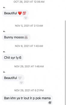 a screenshot of a text message between a person and a bunny mosoo .