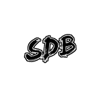a black and white drawing of the word rdb